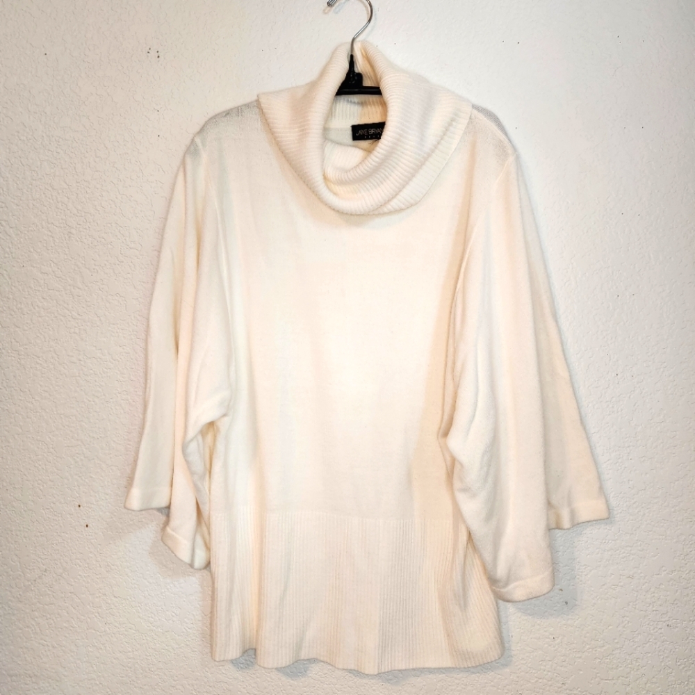 Lane Bryant Women's Cream Cowl Neck Wide Sleeve Sweater, Size Unknown